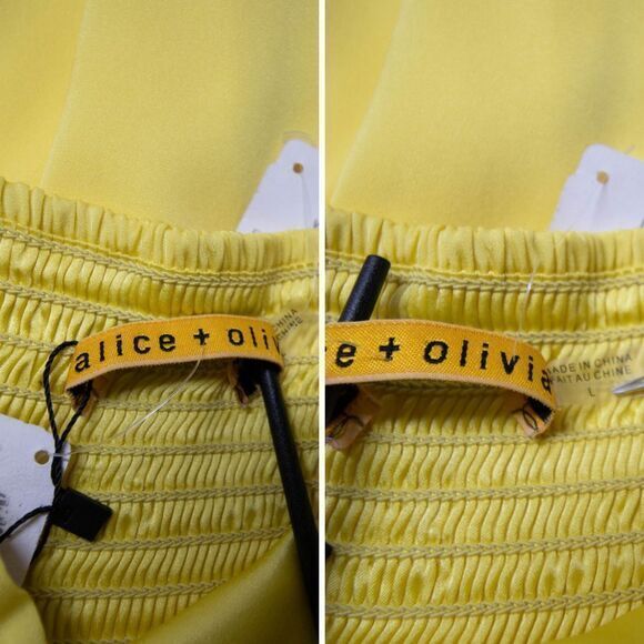 NEW‎ Alice + Olivia 100% Silk A-Line Mini Dress, Yellow, Large - Picture 10 of 14
